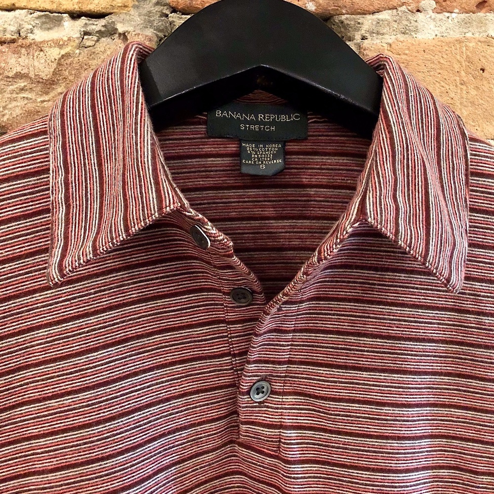 Men's Banana Republic Multi-Stripe Stretch Fit Polo Shirt Size Small - Picture 2 of 9